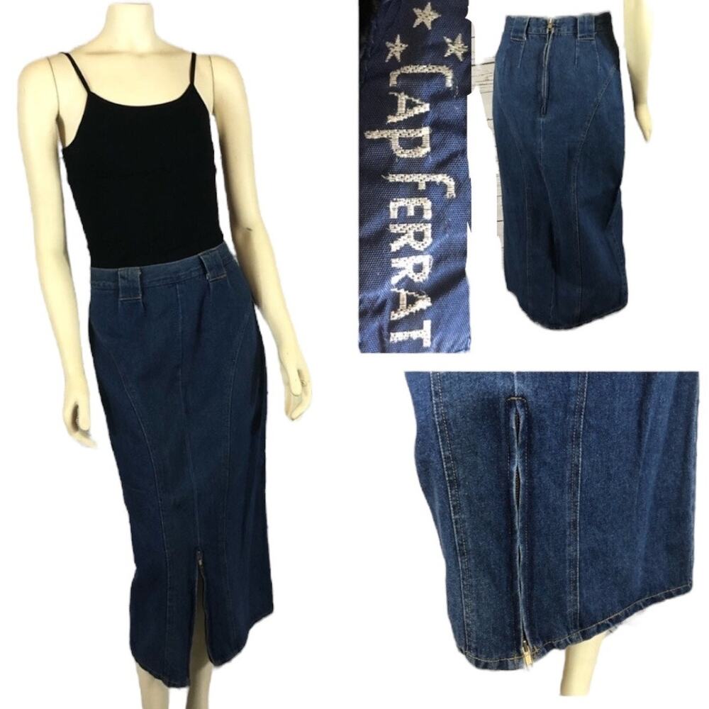 American Vintage Cap Ferrat long denim skirt with zipper slit closing  size 13